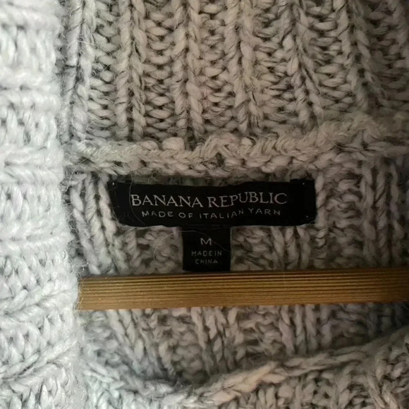 Banana Republic Italian Yarn Wool Blend Chunky Knit Turtleneck Sweater - Picture 10 of 14